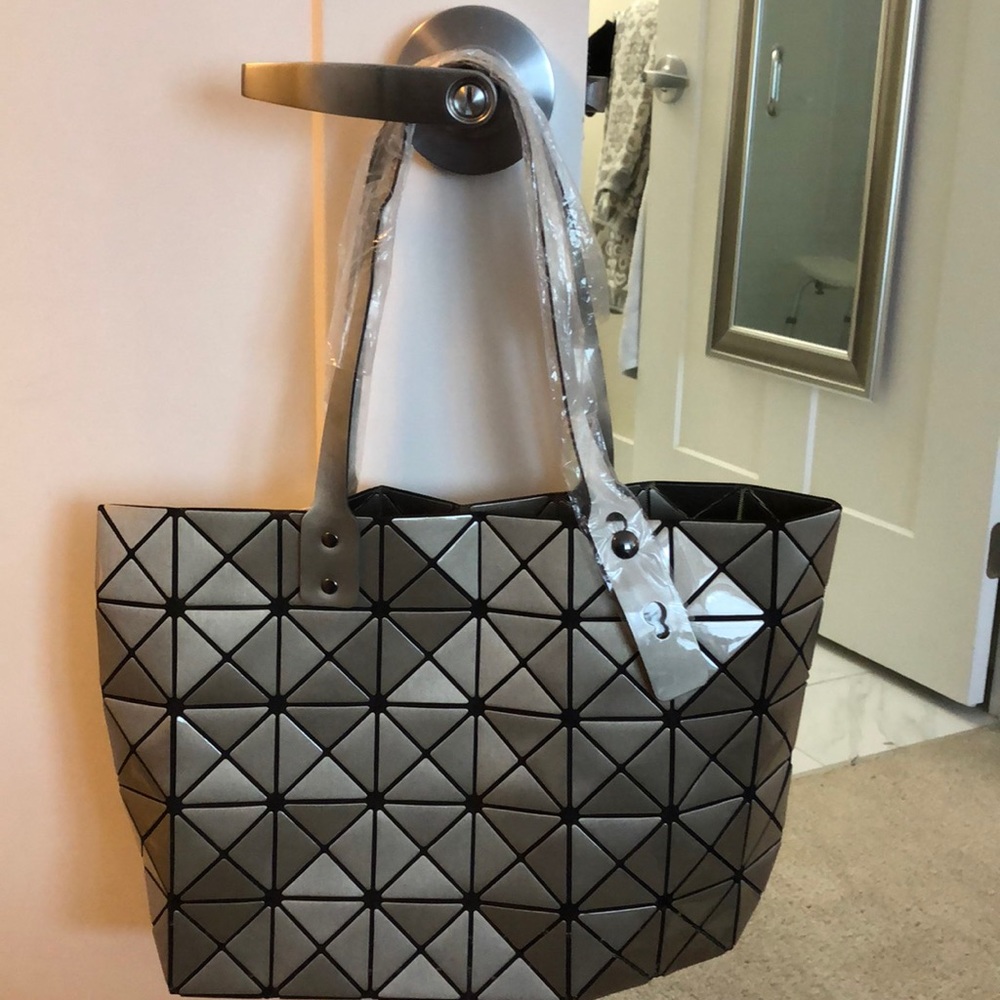 Brand New metallic taupe geometric Handbag